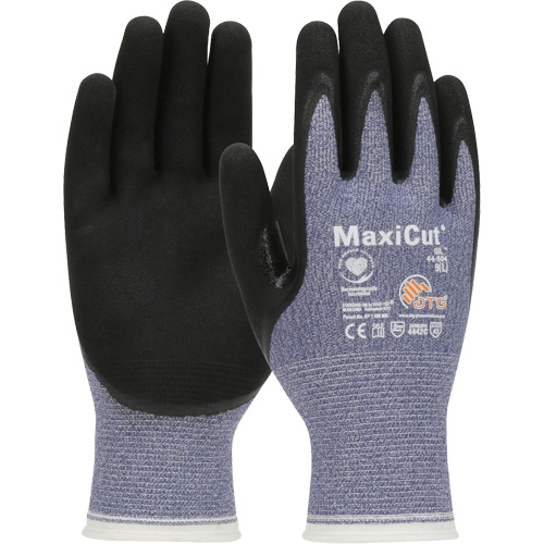 Gants r&eacute;sistants aux coupures dans un milieu de travail huileux ATG MaxiCut, Taille Grand, Calibre 15, Rev&ecirc;tement Nitrile, Enveloppe en Fil technique, ASTM ANSI niveau A3/EN 388 niveau 4/EN 388 niveau C Helyx Safety & Industrial Supplies