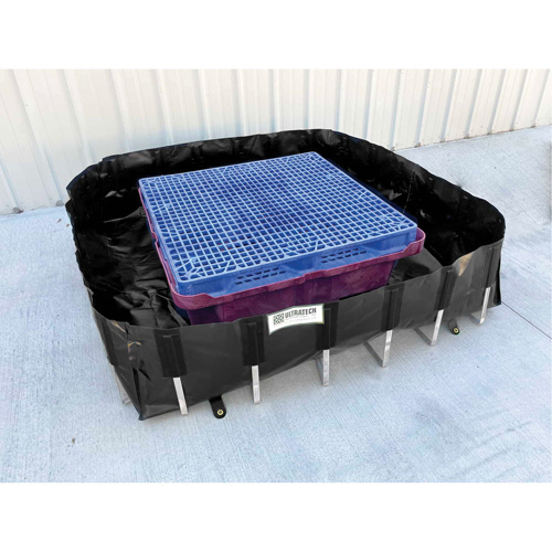 Ultra-IBC Berm&reg; Spill Berm, 400 US gal. Capacity, 6' W x 6' L x 18" H, L-Bracket Helyx Safety & Industrial Supplies