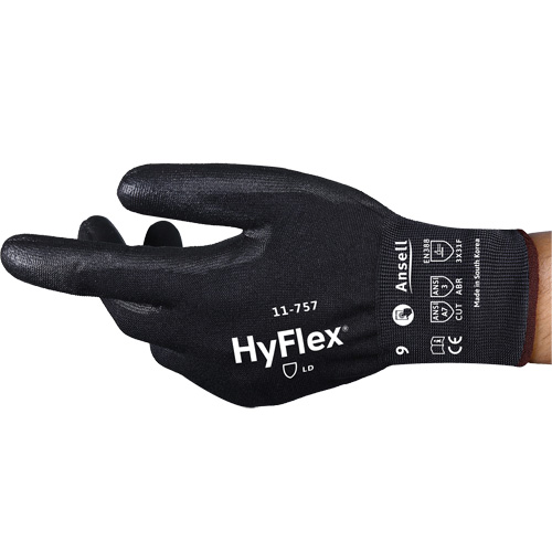 HyFlex&reg; 11-757 Cut-Resistant Gloves, Size 7, 18 Gauge, Polyurethane Coated, Intercept Shell, ASTM ANSI Level A7/EN 388 Level F Helyx Safety & Industrial Supplies