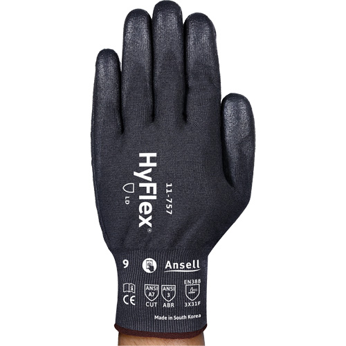 HyFlex&reg; 11-757 Cut-Resistant Gloves, Size 7, 18 Gauge, Polyurethane Coated, Intercept Shell, ASTM ANSI Level A7/EN 388 Level F Helyx Safety & Industrial Supplies