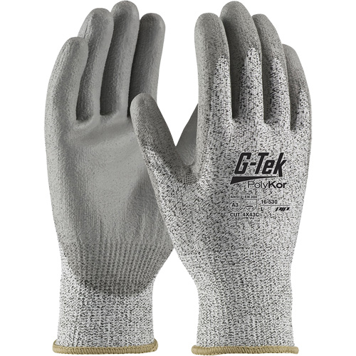 G-Tek&reg; PolyKor&reg; Cut-Resistant Glove, Size X-Small, 13 Gauge, Polyurethane Coated, Engineered Yarn Shell, ANSI/ISEA 105 Level 3 Helyx Safety & Industrial Supplies