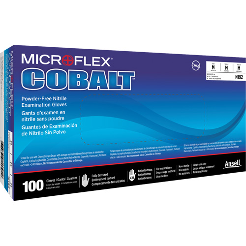 Microflex&reg; Cobalt&reg; N19 Multi-Purpose Exam Gloves, X-Small, Nitrile, 3.9-mil, Powder-Free, Blue, Class 2 Helyx Safety & Industrial Supplies