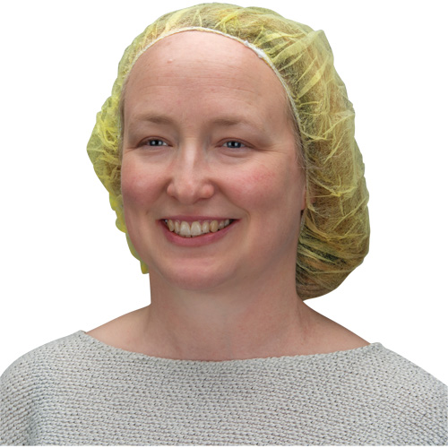 Bouffant Caps, Polypropylene, 21", Yellow Helyx Safety & Industrial Supplies