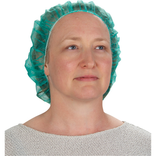Bouffant Caps, Polypropylene, 24", Green Helyx Safety & Industrial Supplies