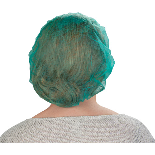 Bouffant Caps, Polypropylene, 24", Green Helyx Safety & Industrial Supplies