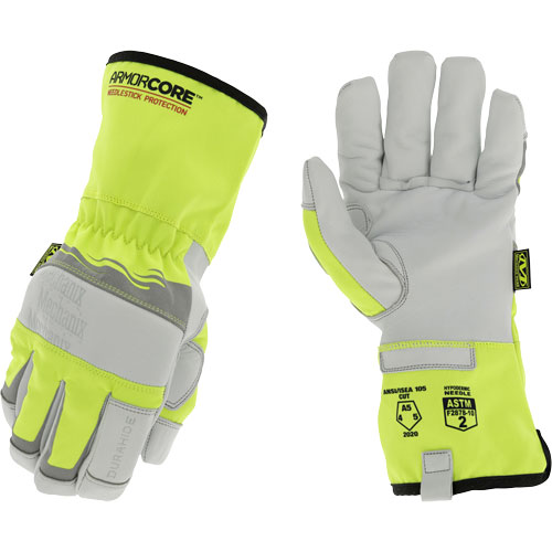 Hi-Viz Needlestick Protection Gloves, Size Small, Polyurethane Coated, DuraHide Shell, ASTM ANSI Level A5 Helyx Safety & Industrial Supplies