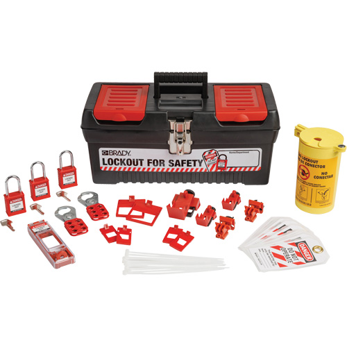 Electrical Lockout Tagout Kit with Nylon Safety Lockout Padlocks in Toolbox, Electrical Kit, 33 Components Helyx Safety & Industrial Supplies