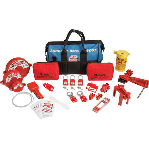 Lockout Tagout Kit with Nylon Safety Lockout Padlocks in Duffel Bag, Electrical/Valve Kit, 31 Components Helyx Safety & Industrial Supplies