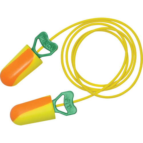 Bouchons d'oreilles biosourc&eacute;s PinchFit BioSoft, Vrac - Boîte, Avec cordon Helyx Safety & Industrial Supplies