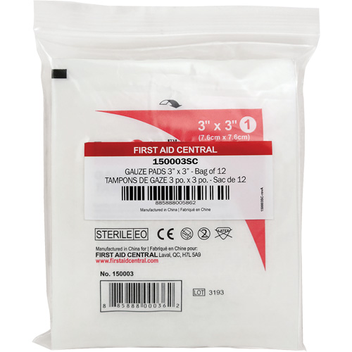 SmartCompliance&reg; Refill Gauze, Pad, 3" L x 3" W, Sterile, Medical Device Class 1 Helyx Safety & Industrial Supplies
