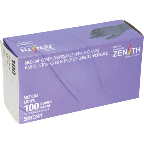 Medical Grade Disposable Gloves, Medium, Nitrile, 6-mil, Powder-Free, Black, Class 2 Helyx Safety & Industrial Supplies