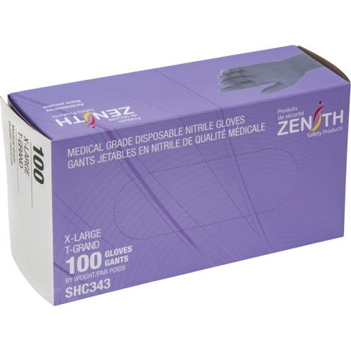 Medical Grade Disposable Gloves, X-Large, Nitrile, 6-mil, Powder-Free, Black, Class 2 Helyx Safety & Industrial Supplies