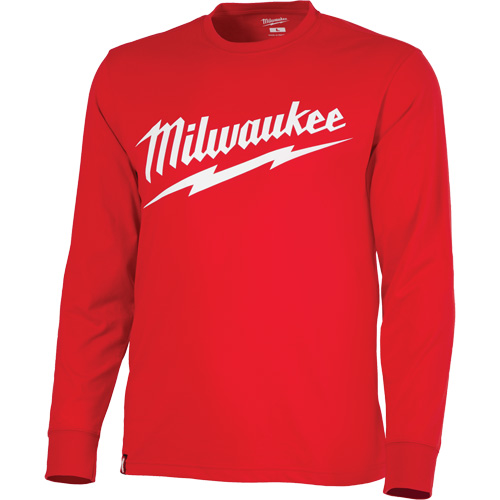 Heavy-Duty Long-Sleeved T-Shirt with Milwaukee&reg; Logo, Men's, Small, Red Helyx Safety & Industrial Supplies
