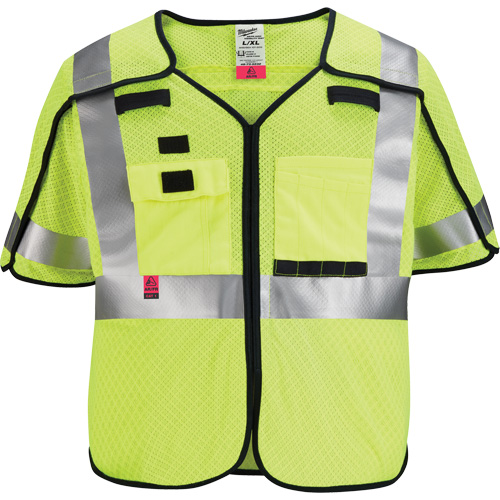 Breakaway Mesh Safety Vest, Black/High Visibility Lime-Yellow, Medium/Small Helyx Safety & Industrial Supplies