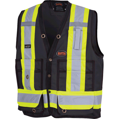6692BK Veste de s&eacute;curit&eacute; pour arpenteur, Noir, Moyen, Polyester Helyx Safety & Industrial Supplies