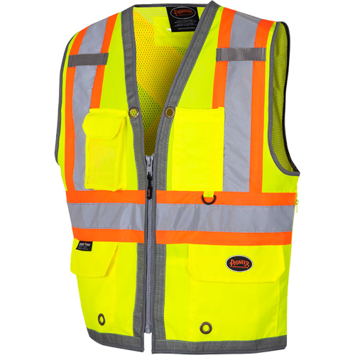 6673 Mesh-Back Zip-Front Surveyor's Vest, High Visibility Lime-Yellow, Small, Polyester Helyx Safety & Industrial Supplies