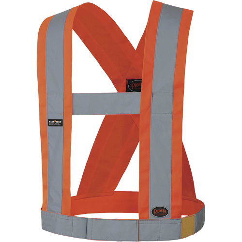 5490 4" Wide Adjustable Safety Sash, Meets/Exceeds CSA Z96 Class 2 - Level 2, High Visibility Orange, Silver Reflective Colour, One Size Helyx Safety & Industrial Supplies