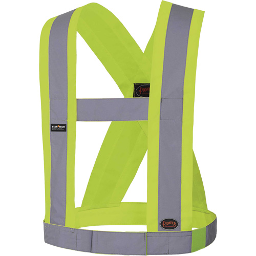 5492 4" Wide Adjustable Safety Sash, Meets/Exceeds CSA Z96 Class 2 - Level 2, High Visibility Lime-Yellow, Silver Reflective Colour, One Size Helyx Safety & Industrial Supplies