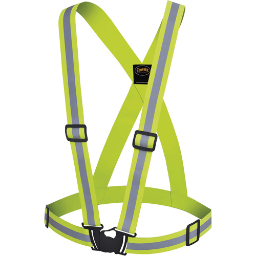 5497 Safety Sash, High Visibility Lime-Yellow, Silver Reflective Colour, One Size Helyx Safety & Industrial Supplies
