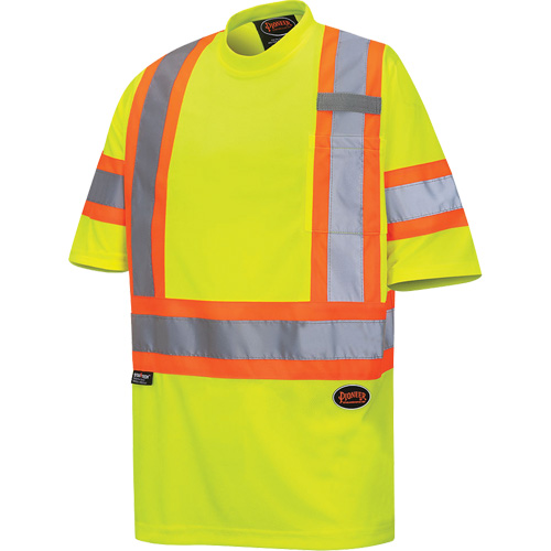 6971 T-shirt de s&eacute;curit&eacute; en il-de-perdrix, Polyester, T-petit, Jaune lime haute visibilit&eacute; Helyx Safety & Industrial Supplies