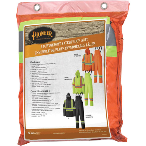 5598 Lightweight Waterproof Rain Suit, Polyester/PVC, Small, High Visibility Orange Helyx Safety & Industrial Supplies