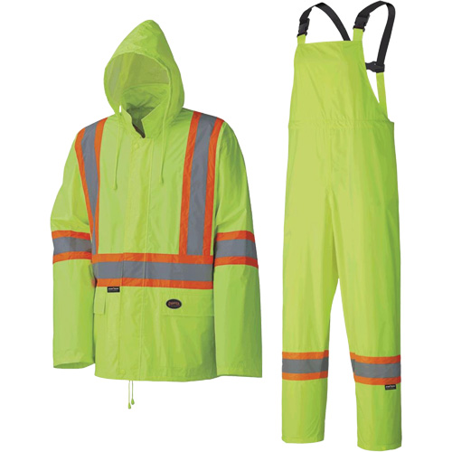 5599 Lightweight Waterproof Rain Suit, Polyester/PVC, X-Small, High Visibility Lime-Yellow Helyx Safety & Industrial Supplies
