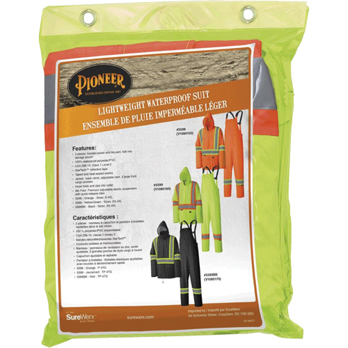 5599 Lightweight Waterproof Rain Suit, Polyester/PVC, X-Small, High Visibility Lime-Yellow Helyx Safety & Industrial Supplies