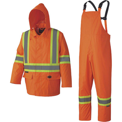 5608 210D Waterproof Rain Suit, Polyester/PVC, Small, High Visibility Orange Helyx Safety & Industrial Supplies