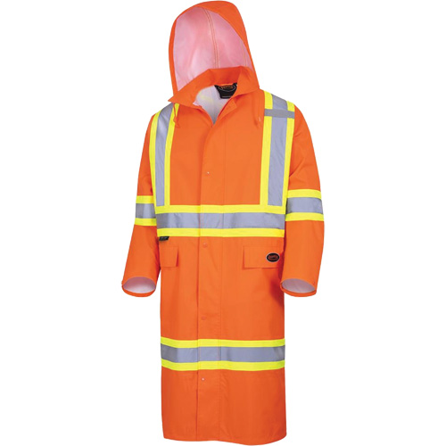 5630 The Rock 300D Waterproof Long Coat, Polyester, Small, High Visibility Orange Helyx Safety & Industrial Supplies