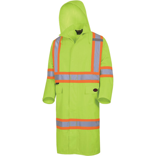 5631 The Rock 300D Waterproof Long Coat, Polyester, Small, High Visibility Lime-Yellow Helyx Safety & Industrial Supplies