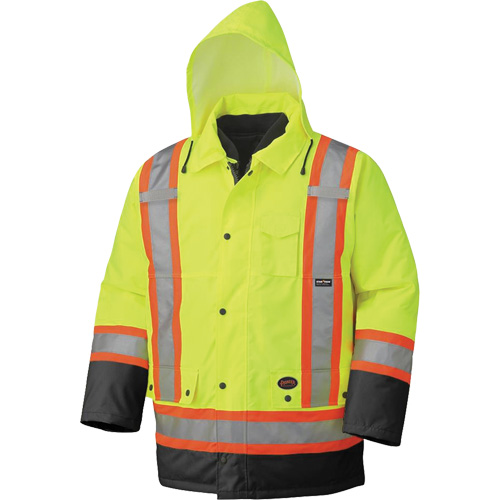 5021BB Waterproof 7-in-1 Parka, High Visibility Lime-Yellow, X-Small Helyx Safety & Industrial Supplies