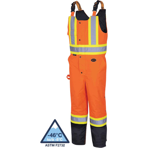 5040BB Waterproof Quilted Bib Pants, Polyester, X-Small, Black/High Visibility Orange Helyx Safety & Industrial Supplies