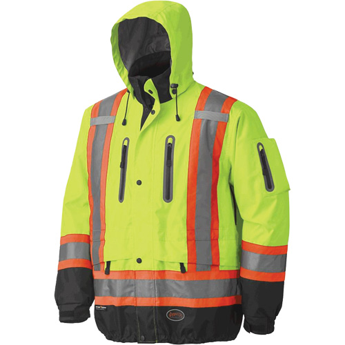 5201 Premium Breathable Waterproof Jacket, Polyester, Black/High Visibility Lime-Yellow, Large Helyx Safety & Industrial Supplies