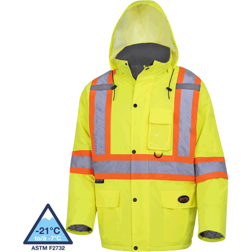 5031 Waterproof Quilted Safety Parka, High Visibility Lime-Yellow, Small Helyx Safety & Industrial Supplies
