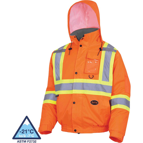 5032 Waterproof Winter Quilted Safety Bomber Jacket, Polyester, High Visibility Orange, Small Helyx Safety & Industrial Supplies