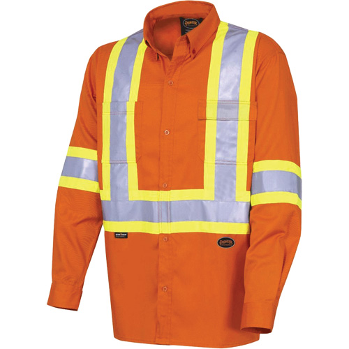 4441 Ultra-Cool Long-Sleeved Safety Shirt, Cotton, Small, High Visibility Orange Helyx Safety & Industrial Supplies