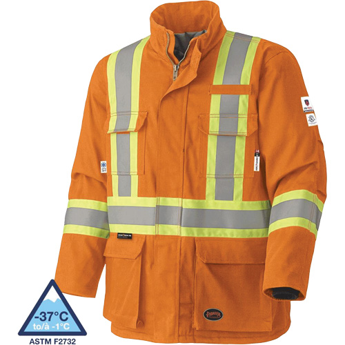 5533 Flame-Resistant Safety Parka, Small, High Visibility Orange, 58 cal/cm² Helyx Safety & Industrial Supplies