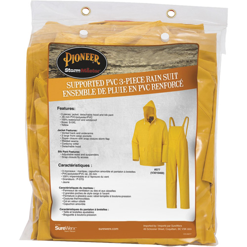 577 V&ecirc;tements imperm&eacute;ables 3 morceaux, Polyester/PVC, 6T-Grand, Jaune Helyx Safety & Industrial Supplies