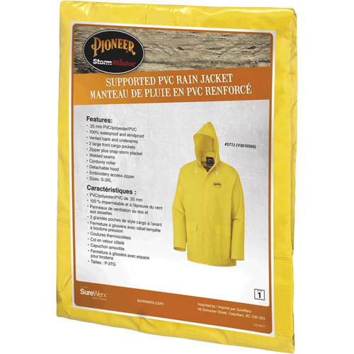 577J Rain Jacket, Polyester/PVC, 2X-Large, Yellow Helyx Safety & Industrial Supplies