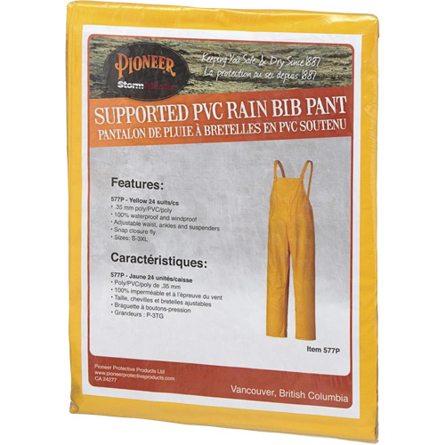 577P Storm Master&reg; Bib Pants, Small, Polyester/PVC, Yellow Helyx Safety & Industrial Supplies