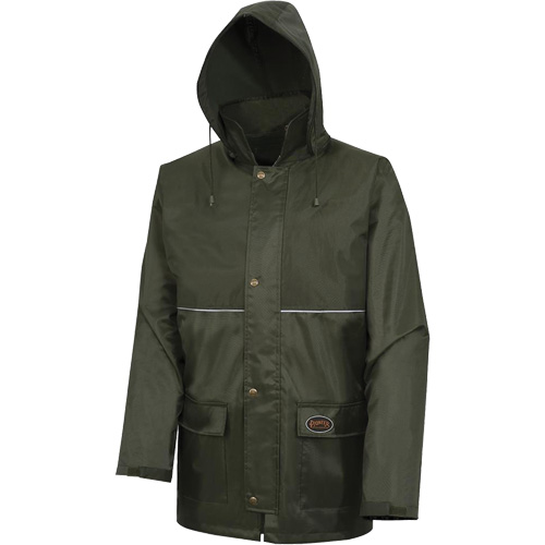 D8120J Nailhead Ripstop Tree Planter Hooded Jacket, Polyester/PVC, X-Small, Green Helyx Safety & Industrial Supplies