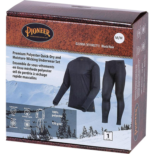 D2200A Premium Quick-Dry & Moisture-Wicking Underwear Set, Men's, X-Small, Black Helyx Safety & Industrial Supplies