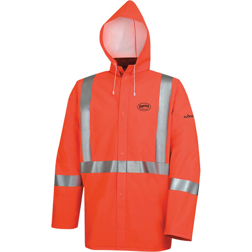 576J High-Visibility FR Rain Jacket, Small, High Visibility Orange Helyx Safety & Industrial Supplies