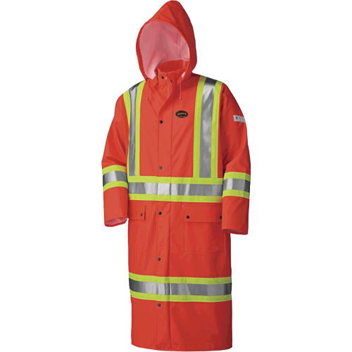 5896 Flame Resistant Waterproof Long Coat, Small, High Visibility Orange Helyx Safety & Industrial Supplies