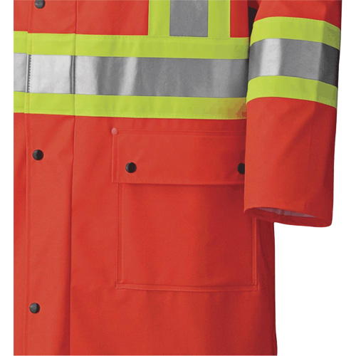 5896 Flame Resistant Waterproof Long Coat, Small, High Visibility Orange Helyx Safety & Industrial Supplies