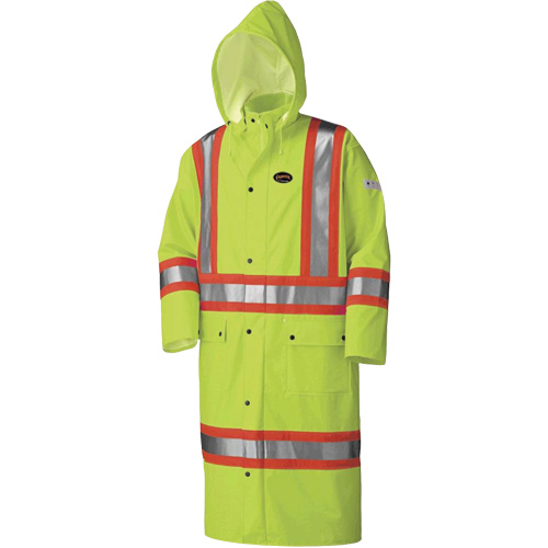 5897 Flame Resistant Waterproof Long Coat, Large, High Visibility Lime-Yellow Helyx Safety & Industrial Supplies