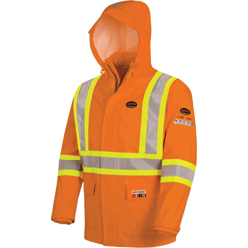 5880 FR/Arc-Rated Waterproof Rain Jacket, X-Small, High Visibility Orange, 10 cal/cm² Helyx Safety & Industrial Supplies