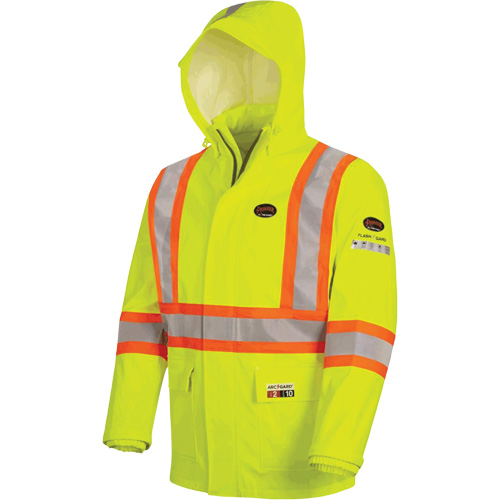 5881 FR/Arc-Rated Waterproof Rain Jacket, X-Small, High Visibility Yellow, 10 cal/cm² Helyx Safety & Industrial Supplies