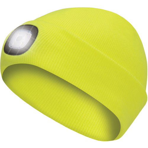 5676 Tuque en tricot avec lampe frontale &agrave; DEL, Doublure en Molleton, Taille unique, Jaune haute visibilit&eacute; Helyx Safety & Industrial Supplies
