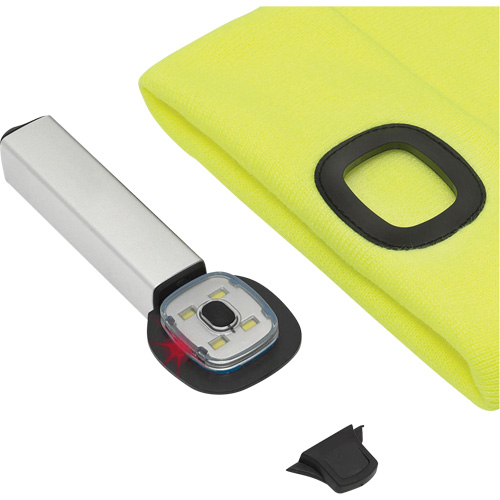 5676 Tuque en tricot avec lampe frontale &agrave; DEL, Doublure en Molleton, Taille unique, Jaune haute visibilit&eacute; Helyx Safety & Industrial Supplies